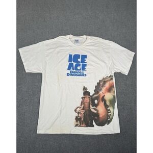 VTG Ice Age Shirt Mens Extra Large White Dawn of the Dinosaurs Movie Promo Y2K